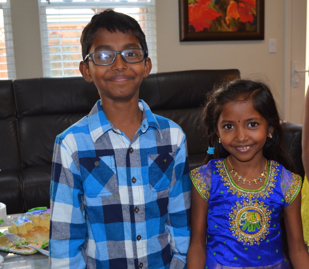 Tanvika Karupakula with her brother