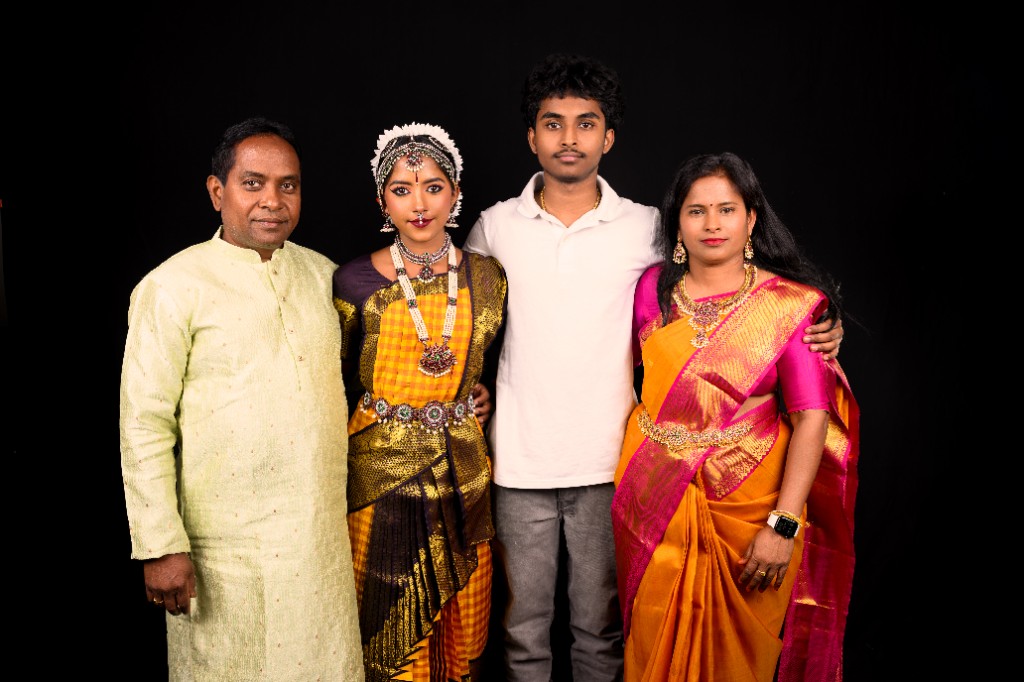 Tanvika Karupakula with her family